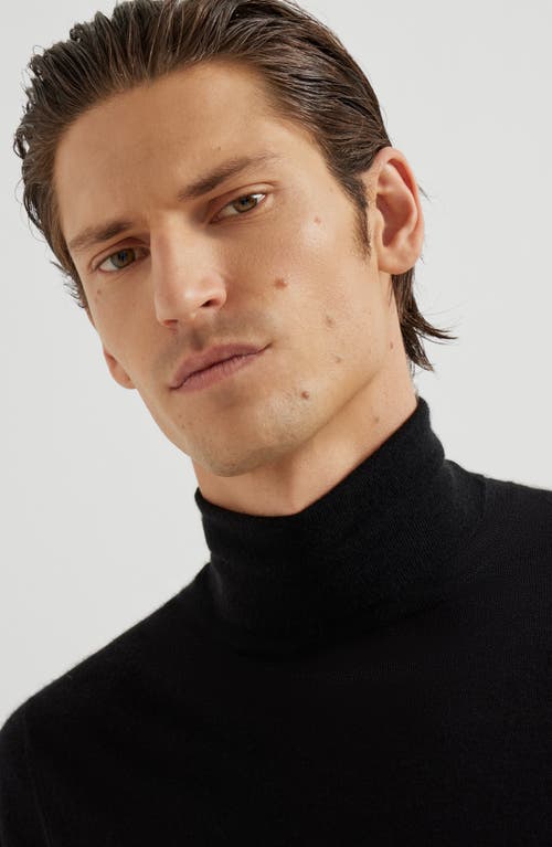 Brunello Cucinelli Lightweight Turtleneck Sweater In Cashmere And Silk In Black