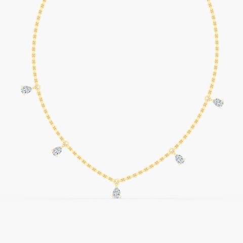 Pear Droplet Lab Diamond Necklace in 14K