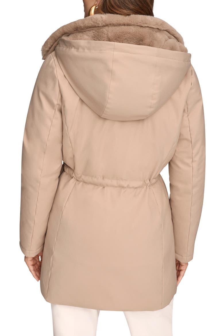 Lux Water Resistant Puffer Coat with Faux Fur Trim, Alternate, color, BARLEY