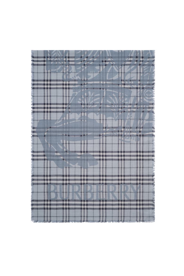 Wide Knight Check Wool Silk Scarf, Main, color, Bank blue