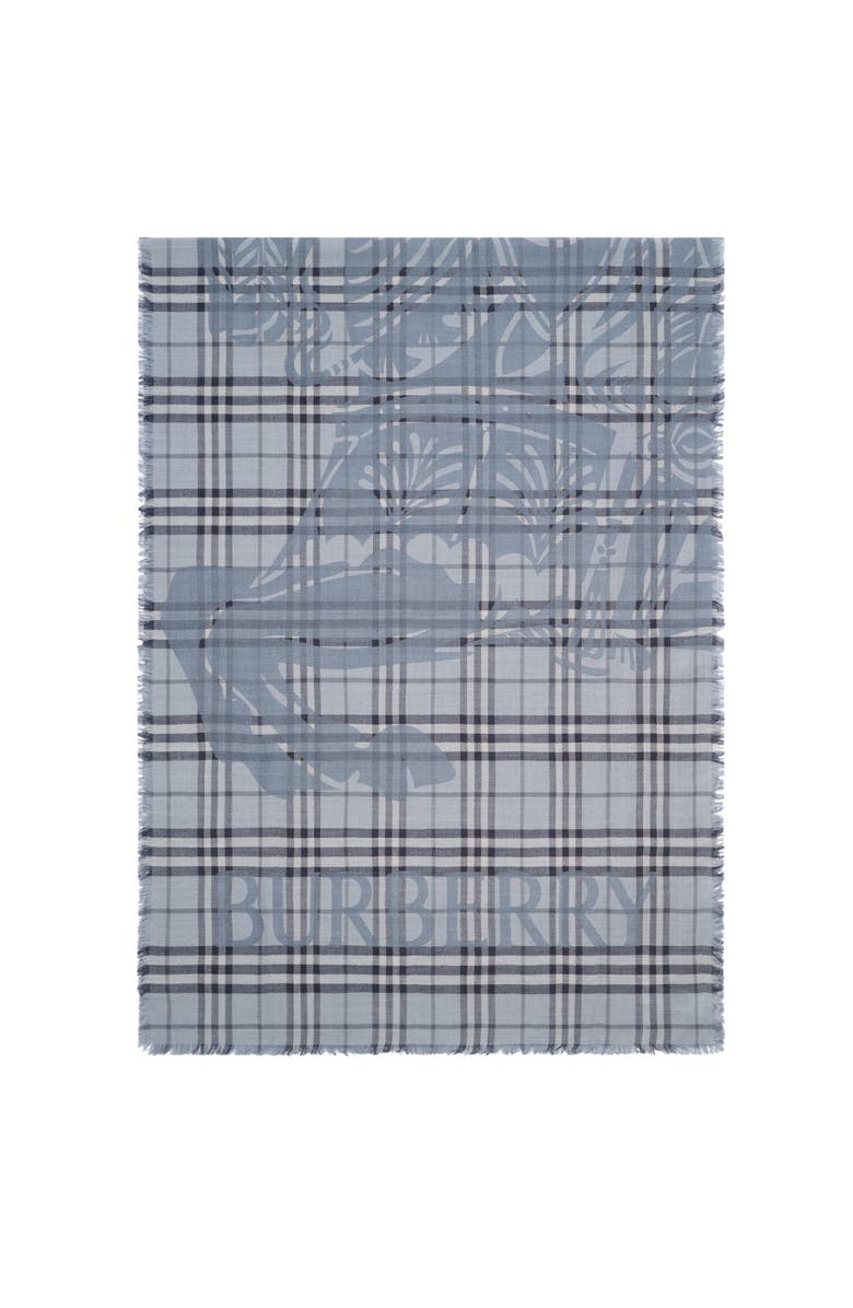 Burberry Wide Knight Check Wool Silk Scarf, Main, color, Bank Blue