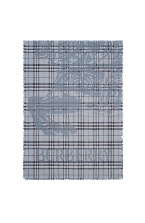 Wide EKD Check Wool Silk Scarf