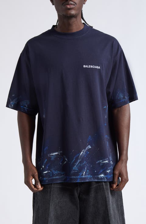 Medium Fit Paint Splatter Logo Embroidered T-Shirt