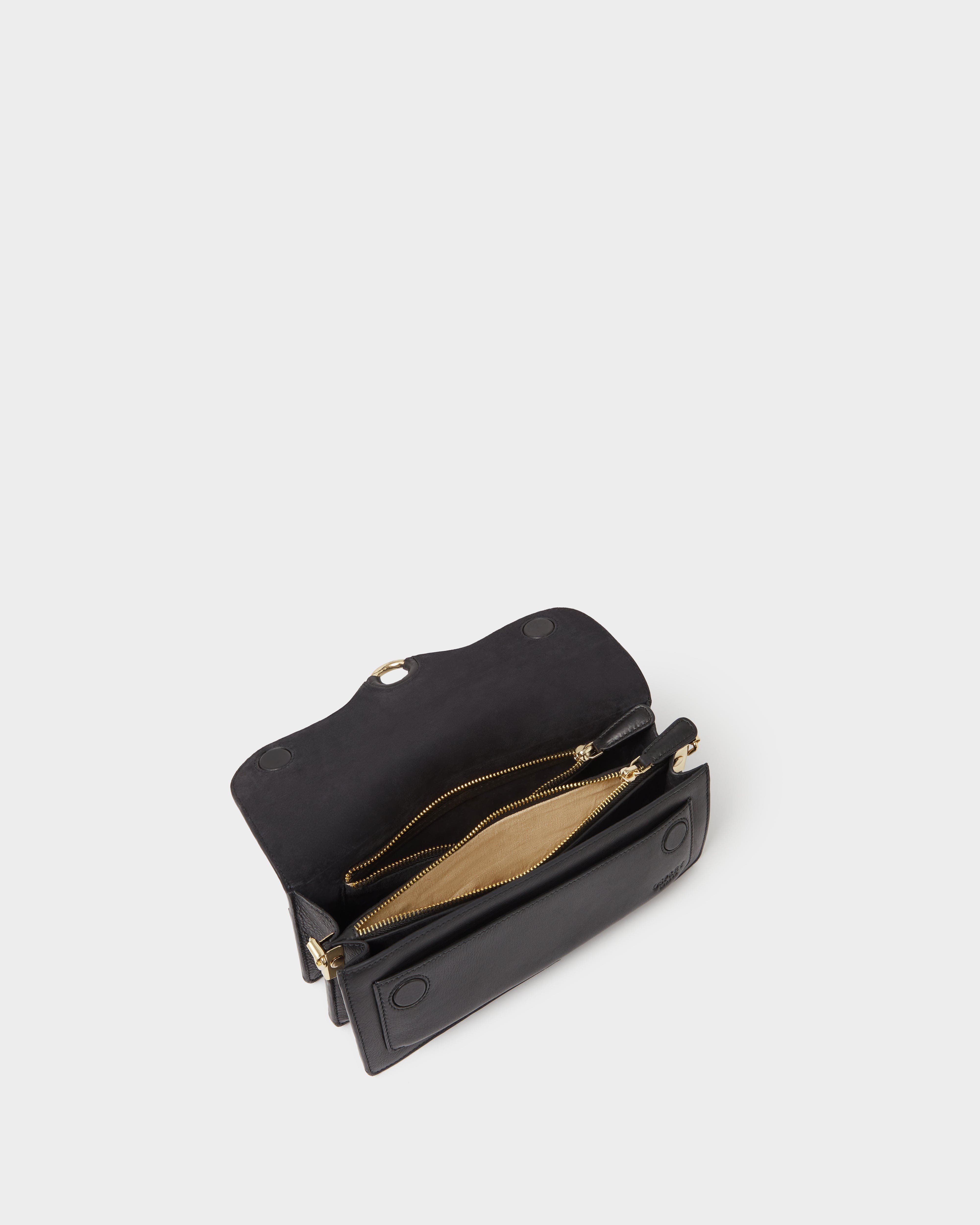 Osprey London The Marlow Leather Shoulder Bag, Alternate, color, Black