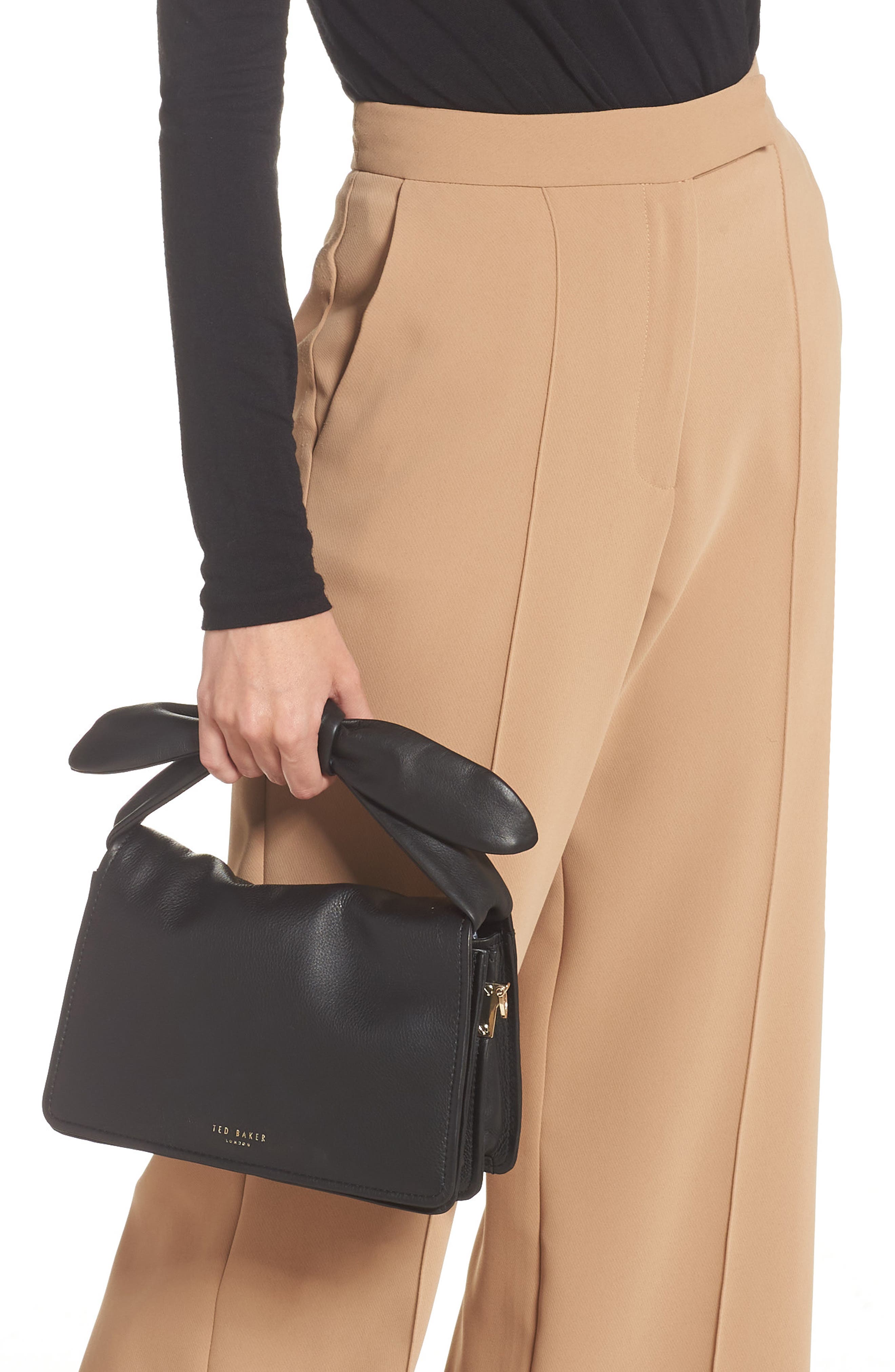 Ted Baker London Nyalina Knot Bow Leather Shoulder Bag, Alternate, color, 