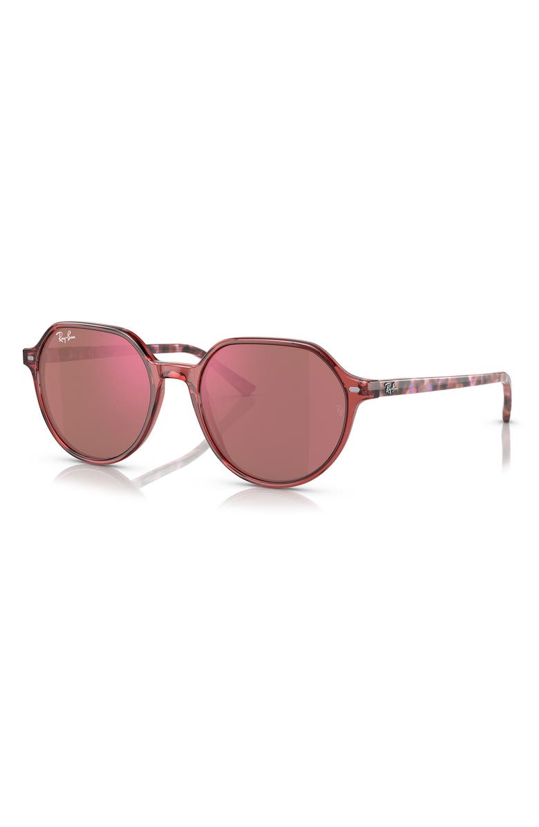 Ray-Ban Unisex Thalia 51mm Polarized Geometric Sunglasses, Alternate, color, Transparent Pink