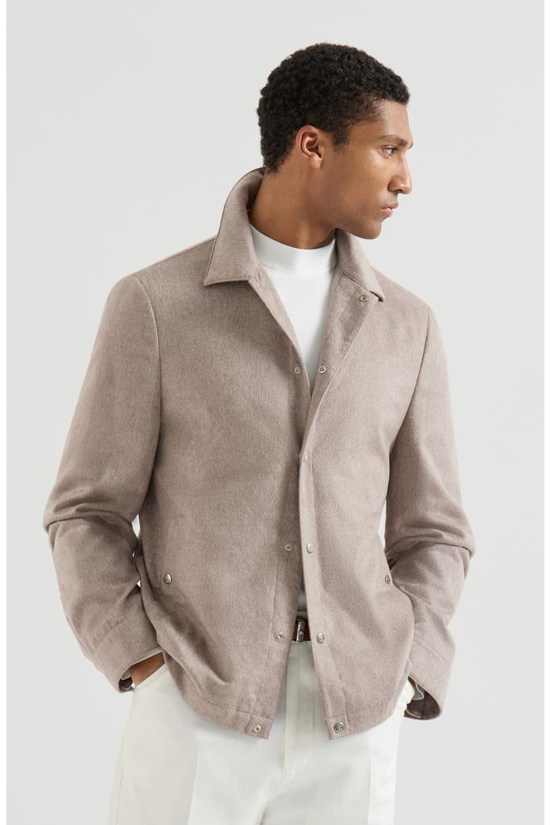 Cashmere flannel outerwear jacket, Main, color, Light Brown