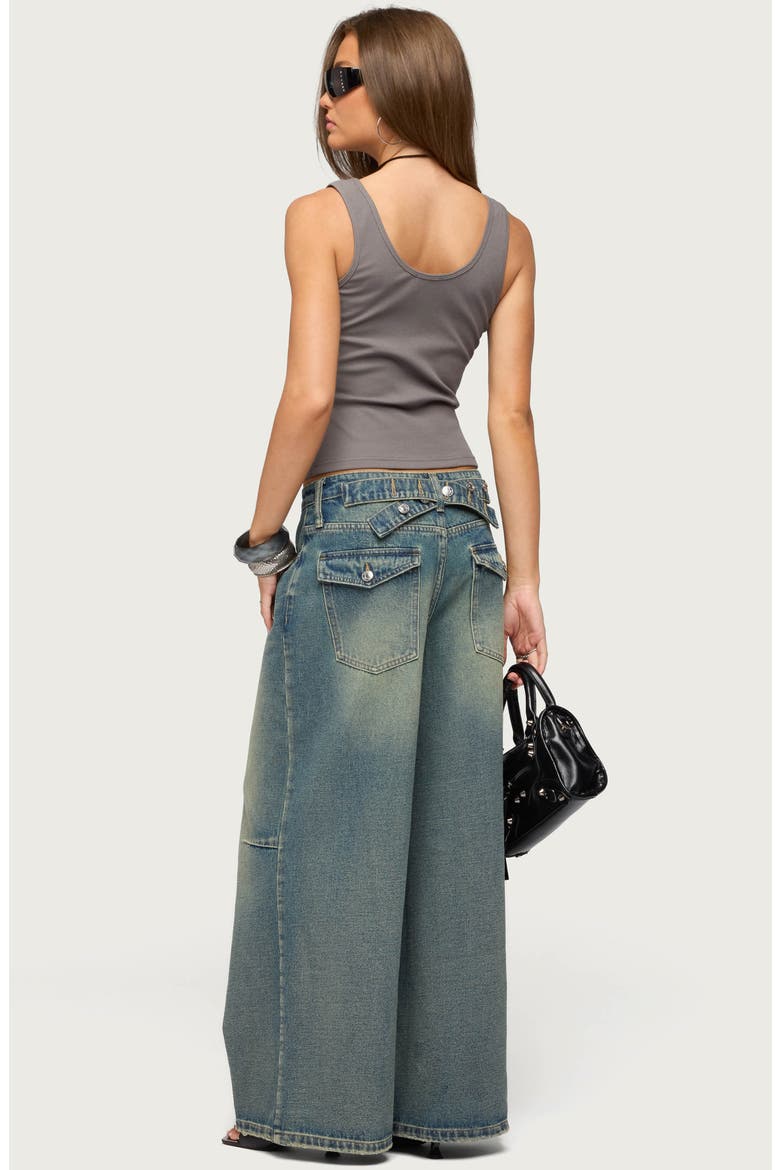 Adjustable Low Rise Baggy Jeans, Alternate, color, DARK-BLUE