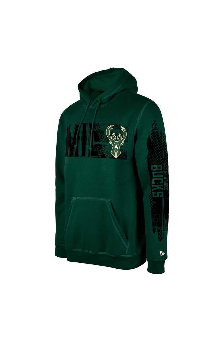 New Era Men's New Era Milwaukee Bucks Hunter Green Tip-Off Collection Pullover Hoodie, Alternate, color, Hunter Green