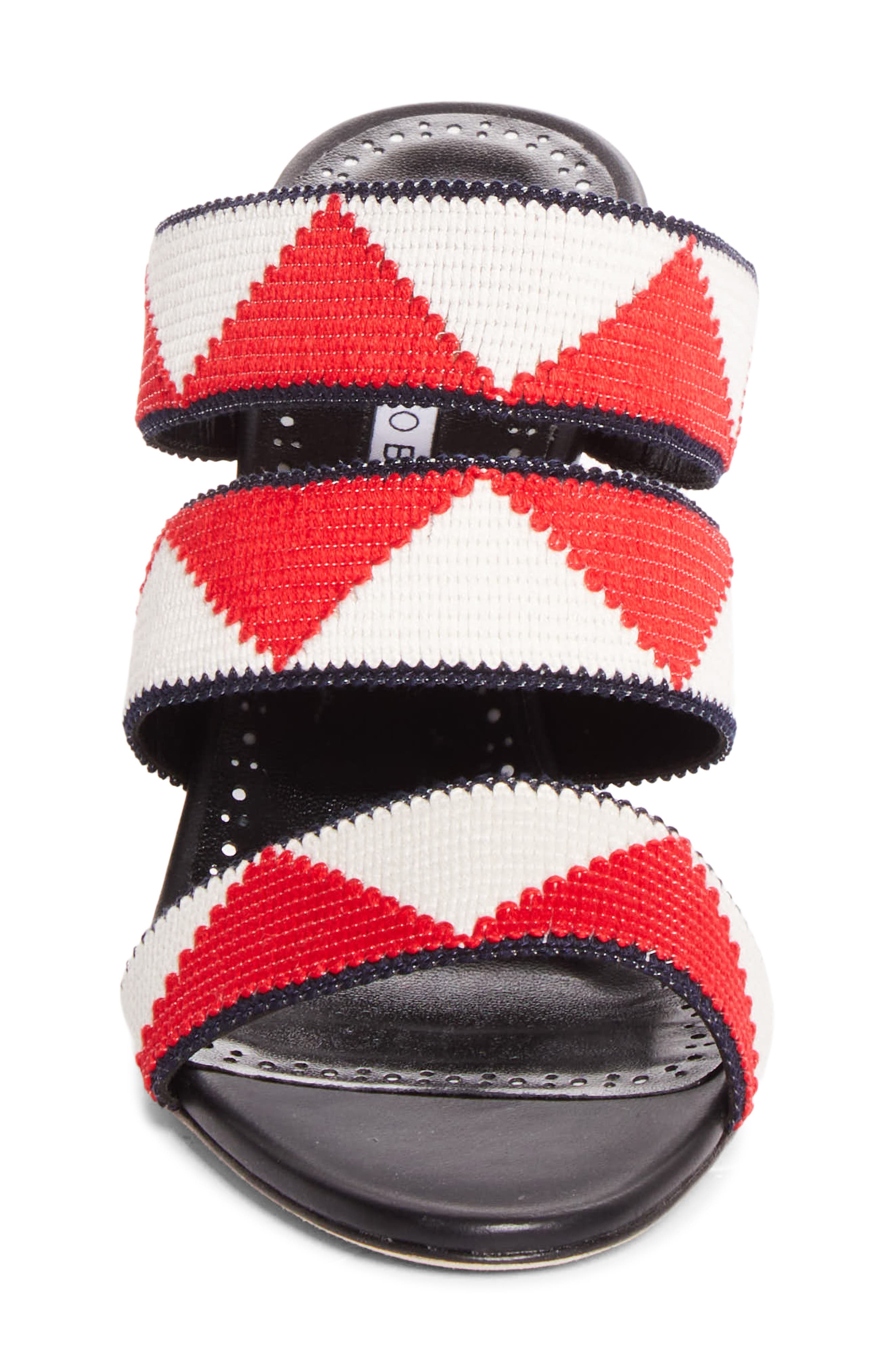 Manolo Blahnik Capro Slide Sandal, Alternate, color, Black/ Red/ White
