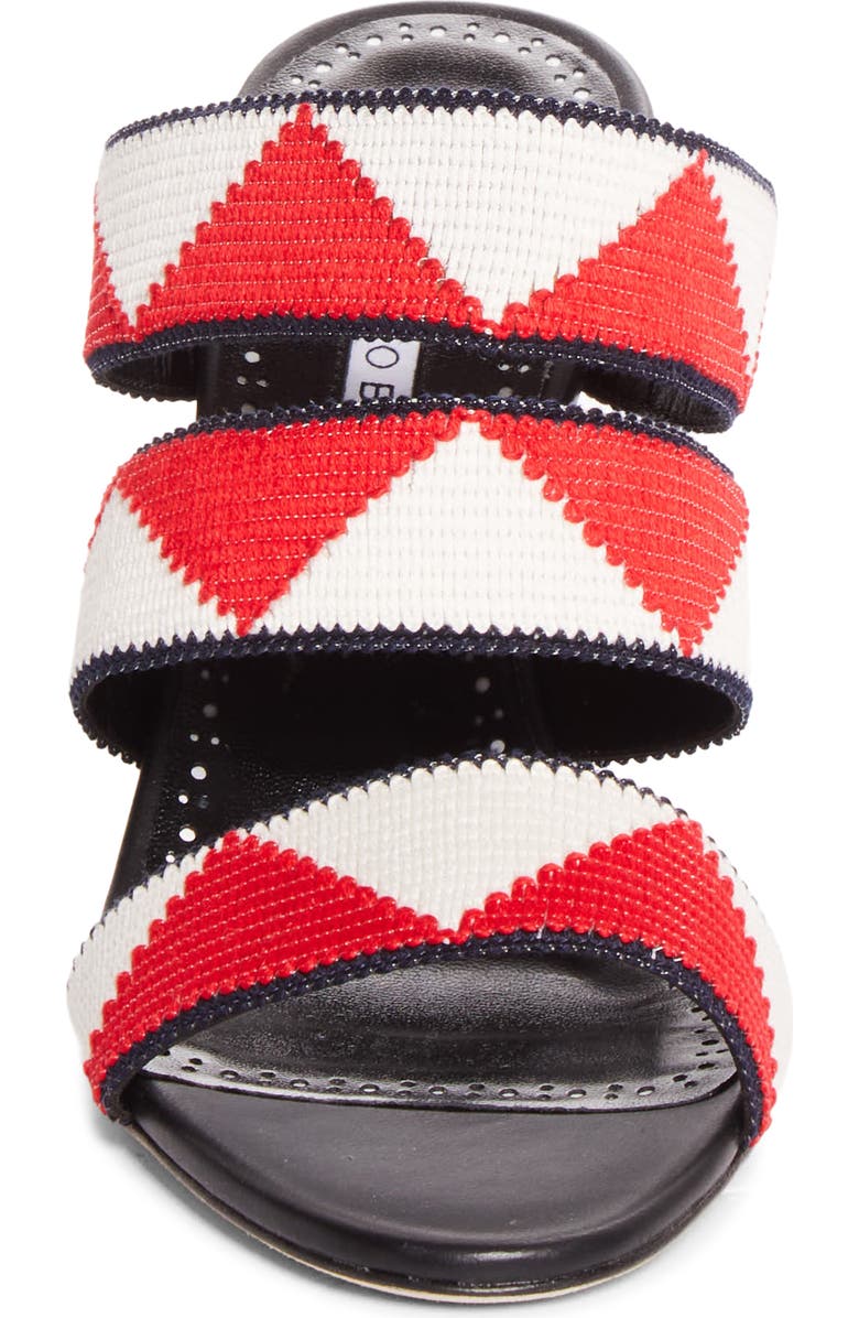 Manolo Blahnik Capro Slide Sandal, Alternate, color, Black/ Red/ White