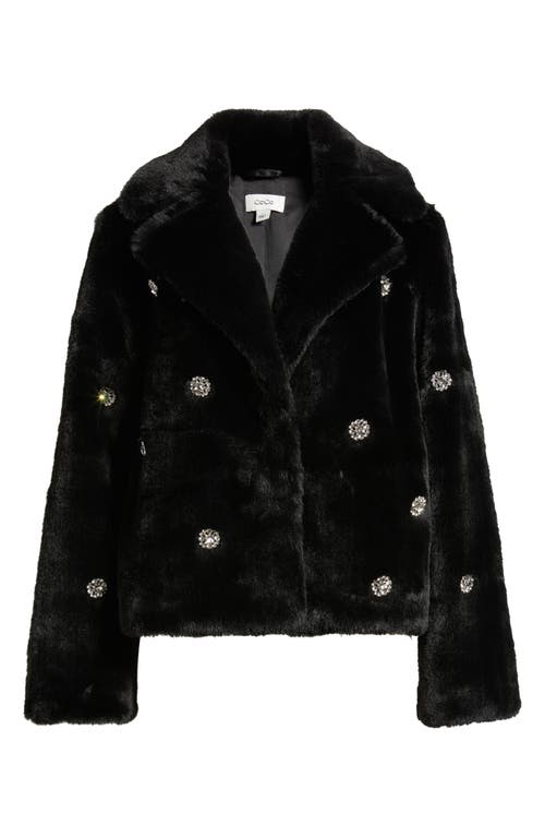 Cece Women's Short Embellished Faux-fur Coat In Black