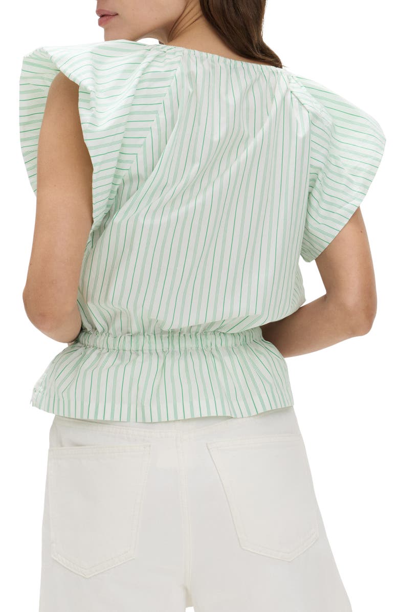 M&S Variegated Stripe Cotton Top, Alternate, color, Green/ Multi