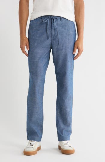 Ag Garreth Slim Fit Chambray Drawstring Trouser Joggers In Blue