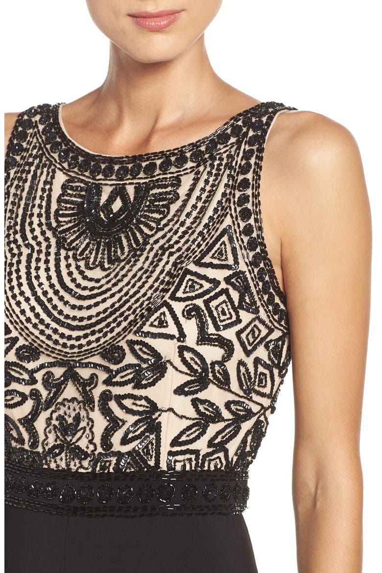 Embellished Mesh & Jersey Jumpsuit, Alternate, color, BLACK NUDE