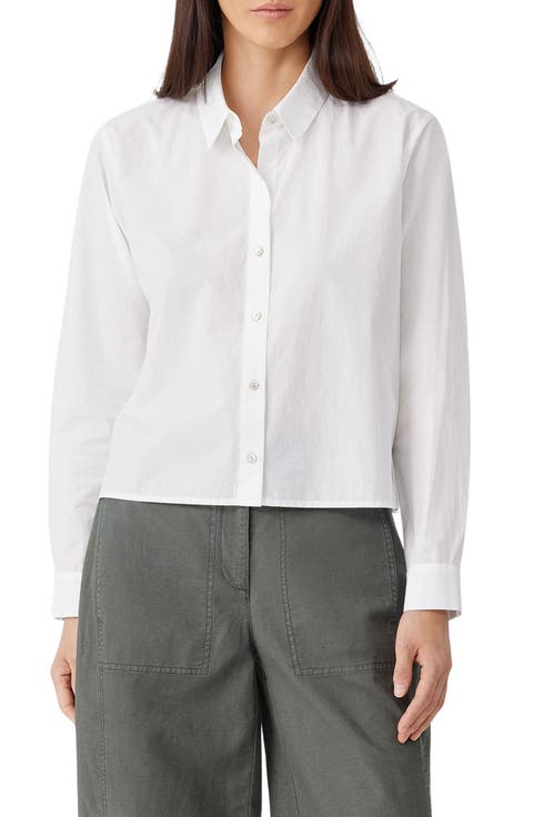 Classic Point Collar Organic Cotton Poplin Button-Up Shirt