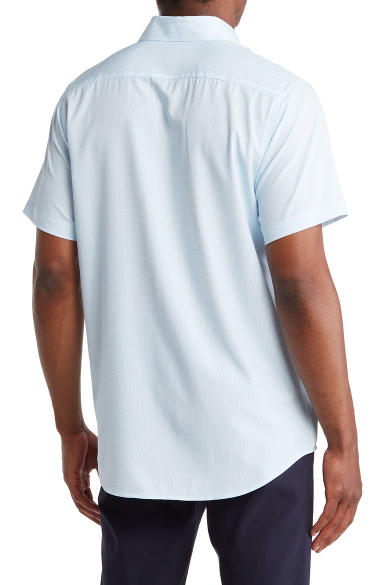 Slim Fit Performance Short Sleeve Button-Up Shirt, Alternate, color, BLUE/ WHITE