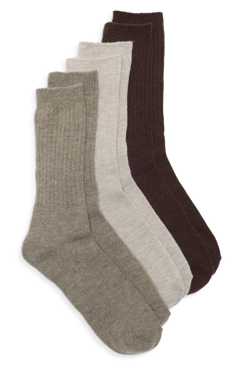 3-Pack Heathered Boot Socks, Main, color, BROWN HEATHER MULTI