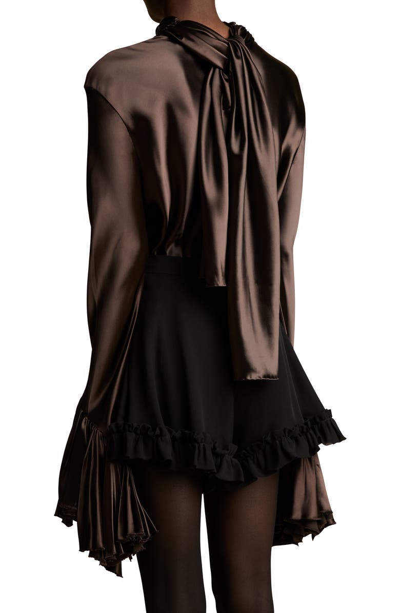 Khaite Amelia Ruffle Cuff Charmeuse Blouse, Alternate, color, 