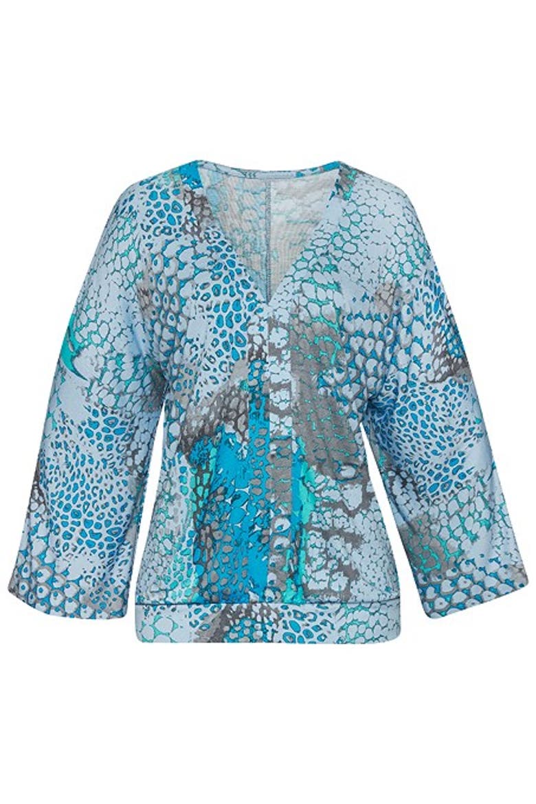 Women's Printed Long Sleeve Top, Alternate, color, Blue-Printed
