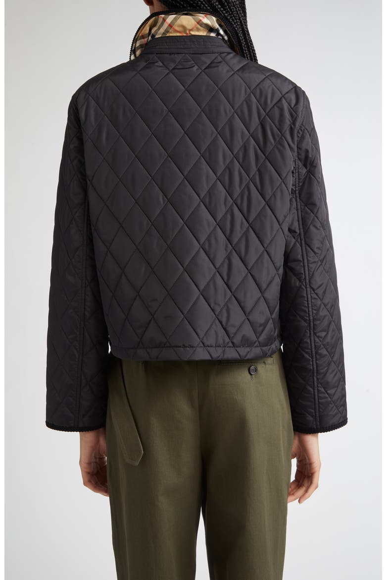 Oldham Quilted Nylon Crop Jacket, Alternate, color, BLACK/ SAND IP CHECK