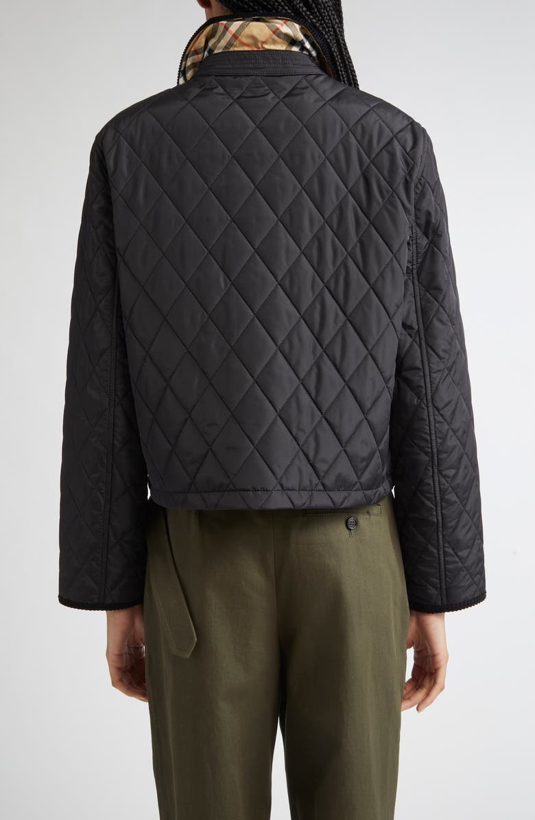 Burberry Oldham Quilted Nylon Crop Jacket, Alternate, color, Black/ Sand Ip Check