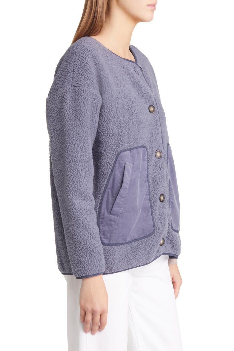 Resourced Fleece Cardigan Jacket, Alternate, color, SUNFADED INDIGO