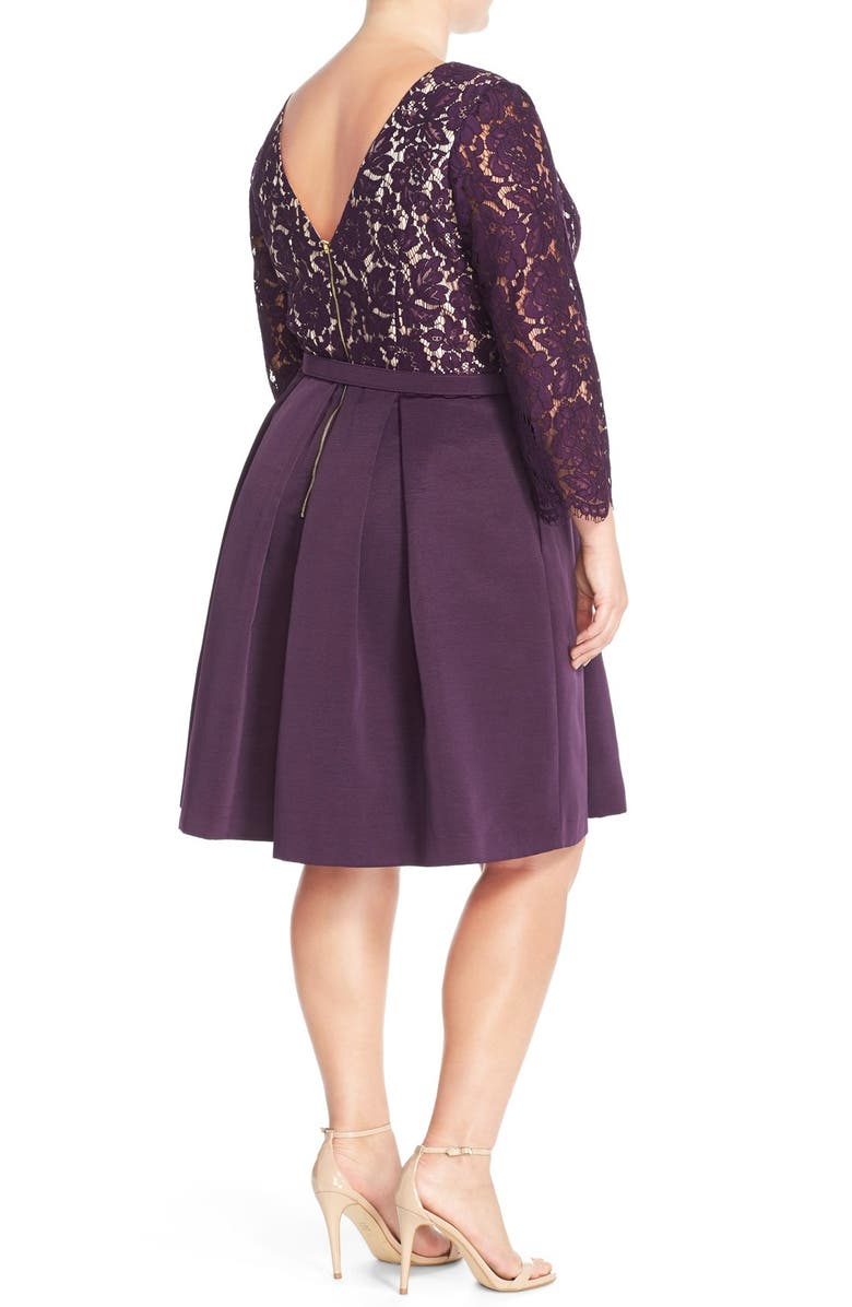 Eliza J Lace Bodice Fit & Flare Dress, Alternate, color, 