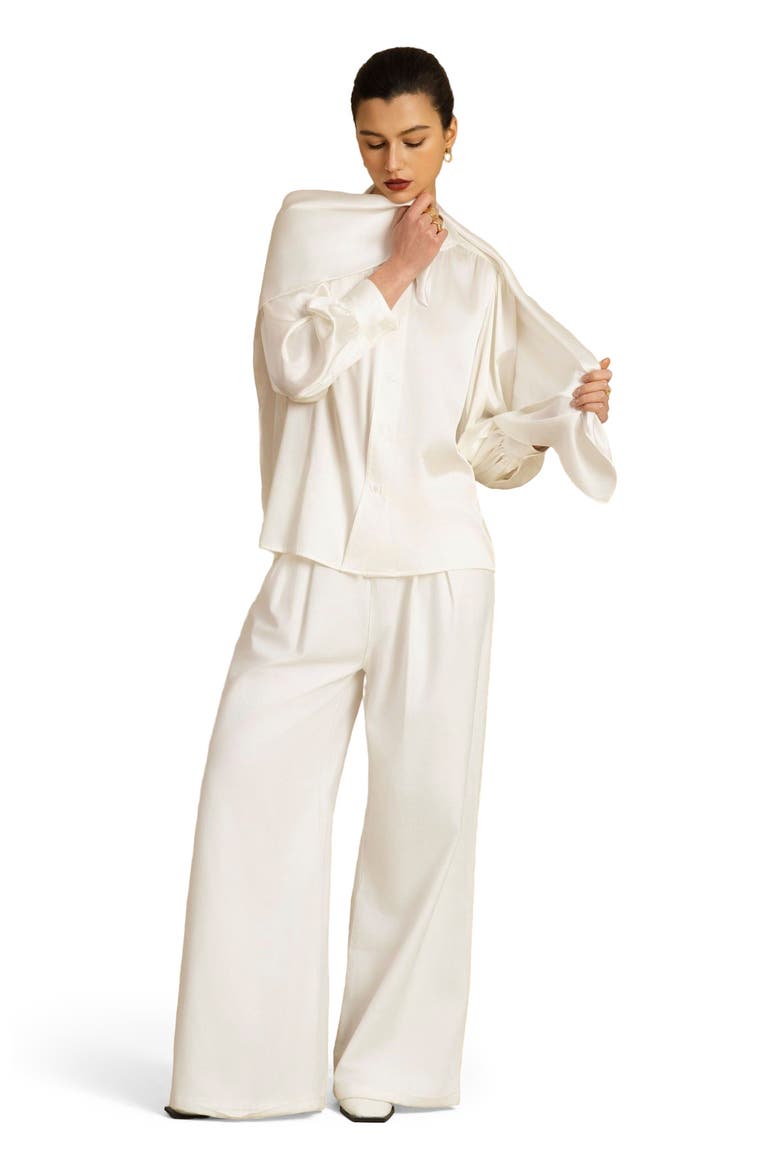 Pure Silk Classic Elegant Square Scarf, Alternate, color, White