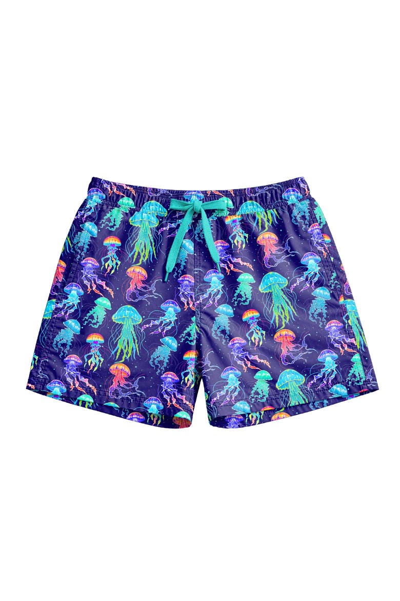 Boys Neon Jellyfish Print Board Shorts, Main, color, Multicolor