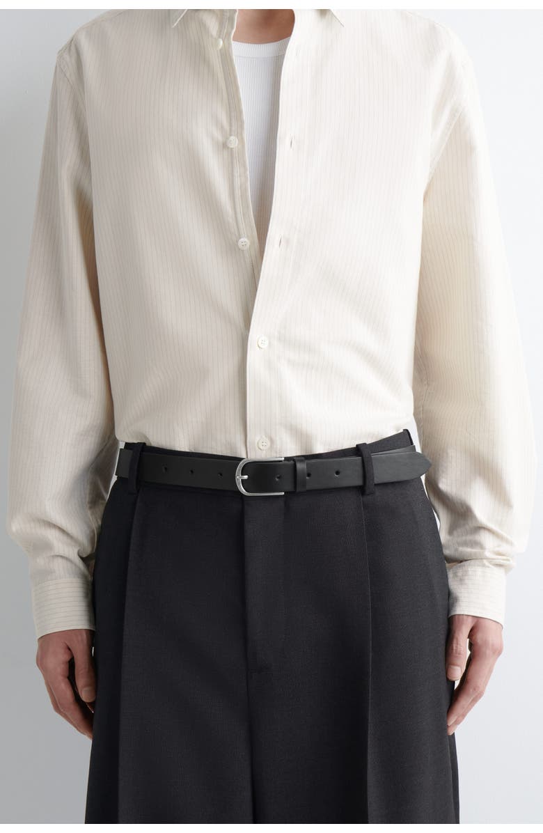 COS Rounded-Buckle Leather Belt, Main, color, Black