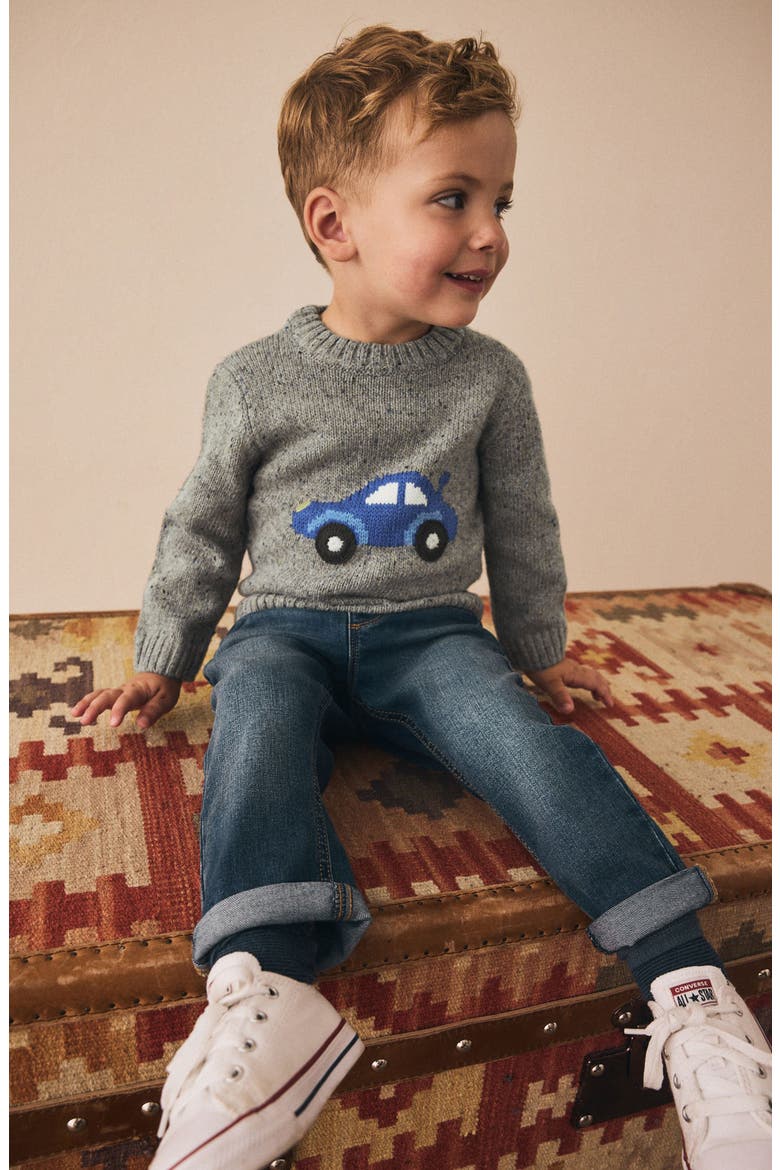 Kids' Car Knit Sweater, Alternate, color, GREY