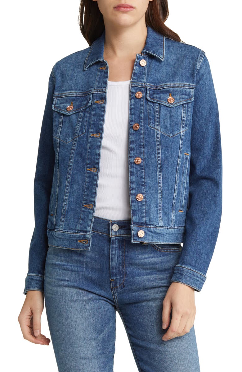 7 For All Mankind Modern Denim Trucker Jacket, Main, color, 