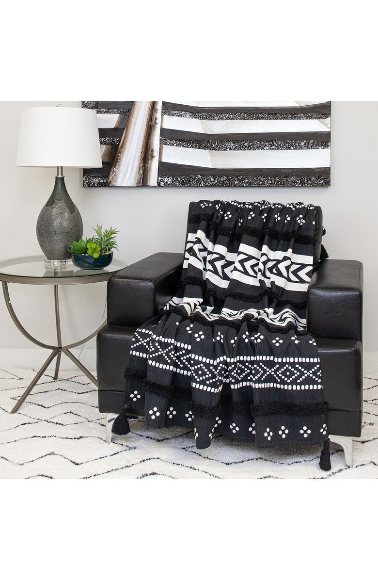 PARKLAND COLLECTION Niko Fringe Throw Blanket, Alternate, color, Black