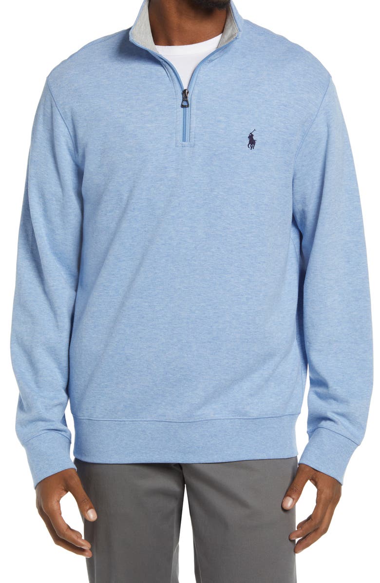 Polo Ralph Lauren Men's Double Knit Jersey Half Zip Pullover, Main, color, Jamaica Heather