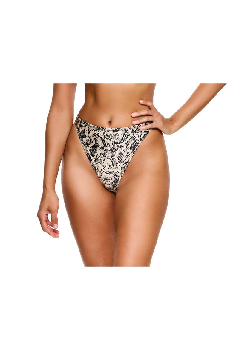Silky Python High Waist High Leg Bikini Bottom Swimsuit, Main, color, Black-Snake