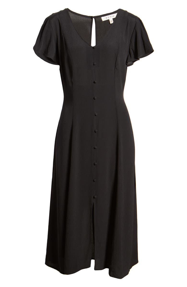 Row A Button Front Flutter Sleeve Midi Dress, Alternate, color, 