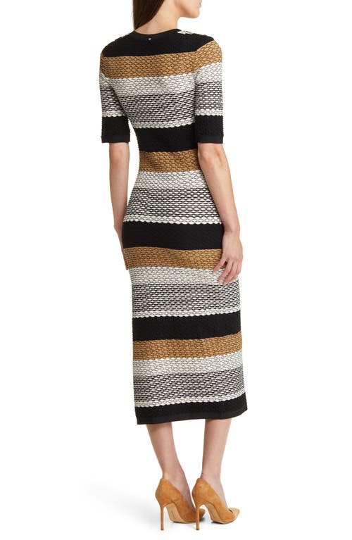 Hugo Boss Structured-stripe Dress In Stretch-cotton Jersey