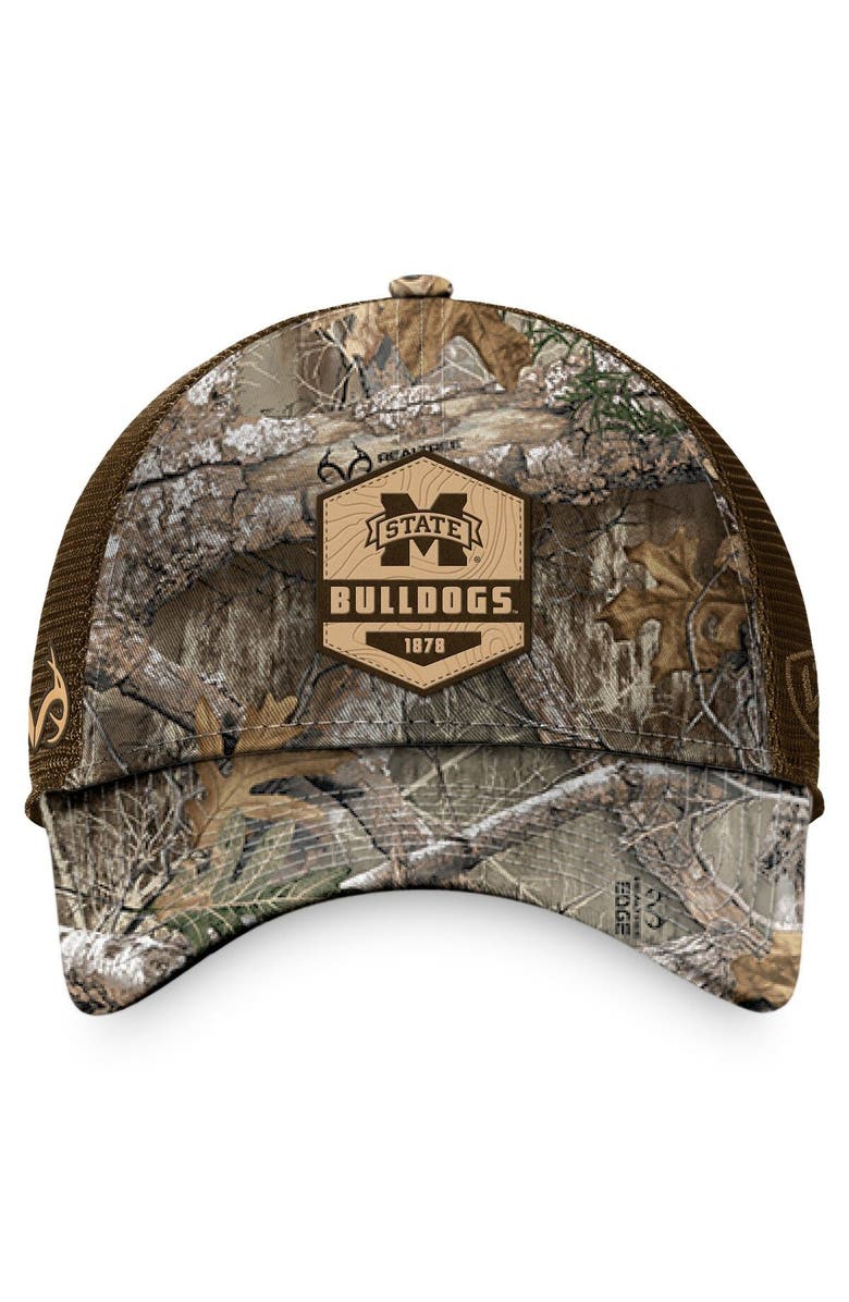 TOP OF THE WORLD Men's Top of the World Camo Mississippi State Bulldogs Emprise Adventure Trucker Snapback Hat, Alternate, color, 