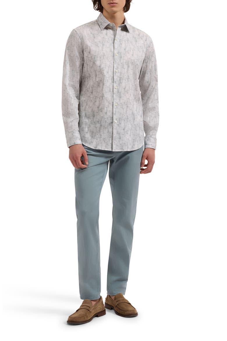 Julian Shaped Fit Abstract Geo Print Stretch Cotton Button-Up Shirt, Alternate, color, SHARK