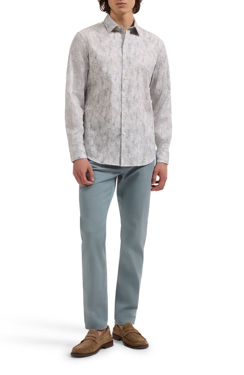 Bugatchi Julian Shaped Fit Abstract Geo Print Stretch Cotton Button-Up Shirt, Alternate, color, Shark