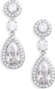 Nadri Cubic Zirconia Halo Drop Earrings