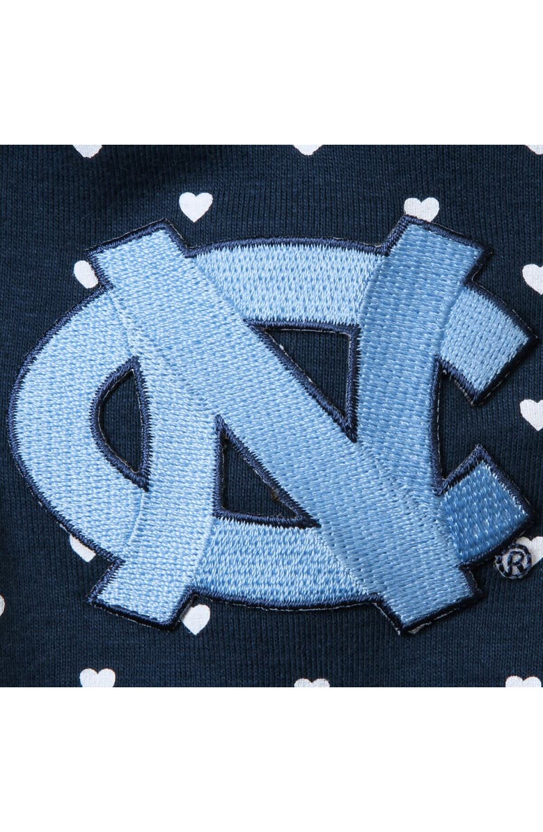 TWO FEET AHEAD Girls Newborn & Infant Navy North Carolina Tar Heels Hearts Bodysuit and Headband Set, Alternate, color, 