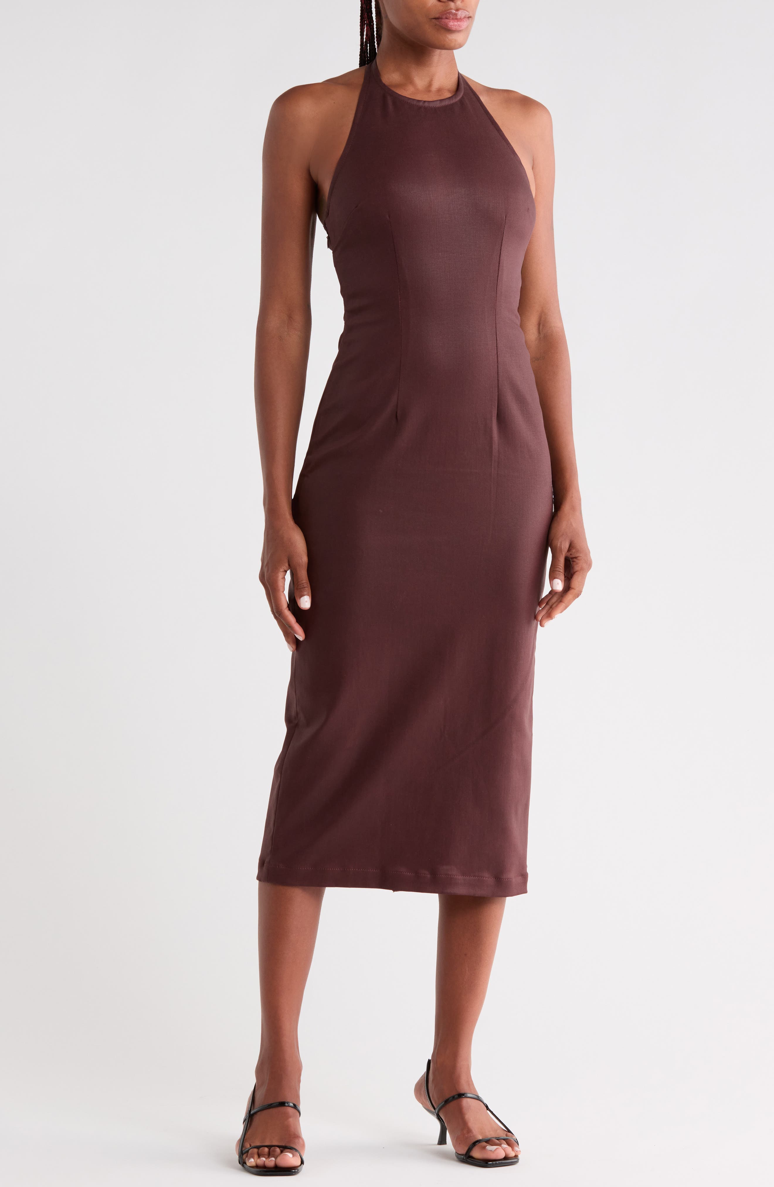 Esme Halter Neck Faux Leather Dress