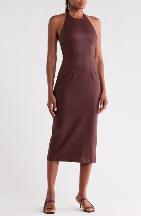 Esme Halter Neck Faux Leather Dress