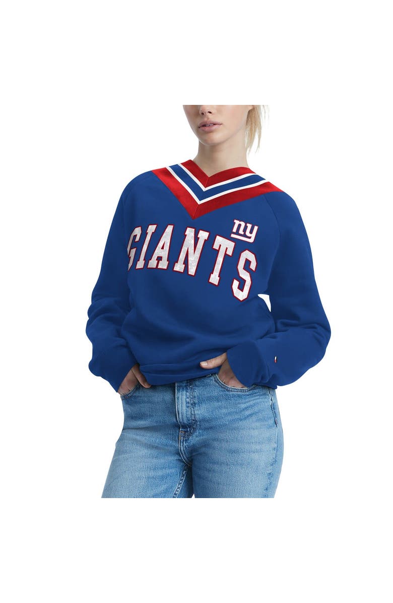 Tommy Hilfiger Women's Tommy Hilfiger Royal New York Giants Heidi V-Neck Pullover Sweatshirt, Alternate, color, 