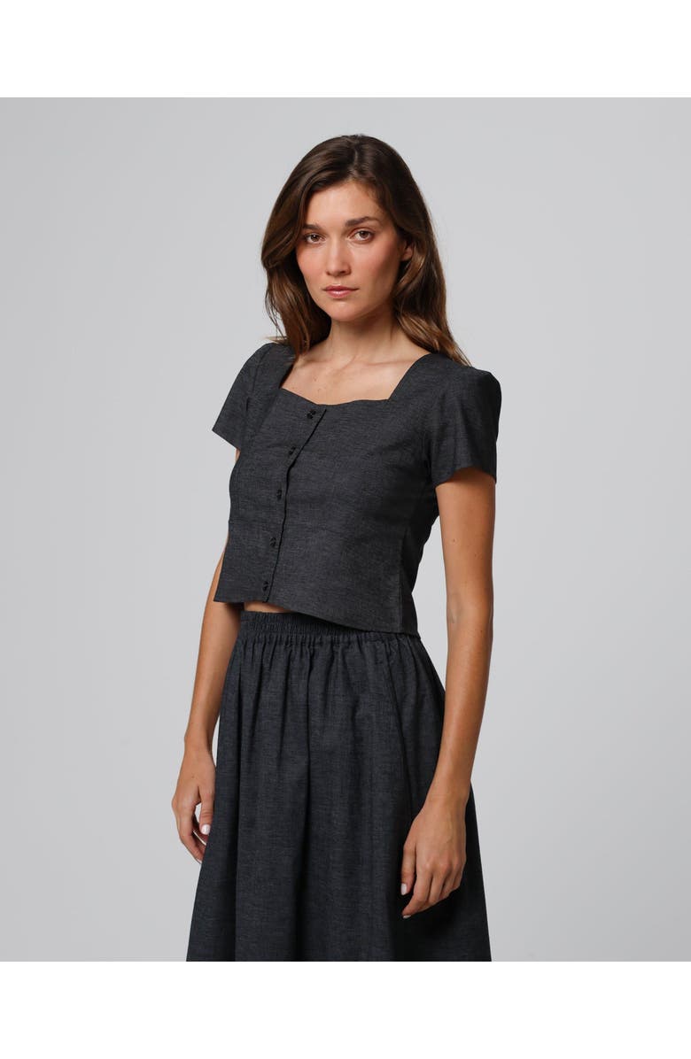 JUANA Hemp Blend Button Front Top, Main, color, Black