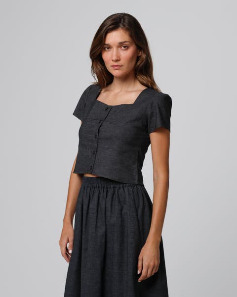 Hemp Blend Button Front Top