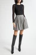 Alice + Olivia Chara Long Sleeve Mixed Media Party Dress