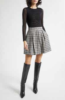 Alice + Olivia Chara Long Sleeve Mixed Media Party Dress
